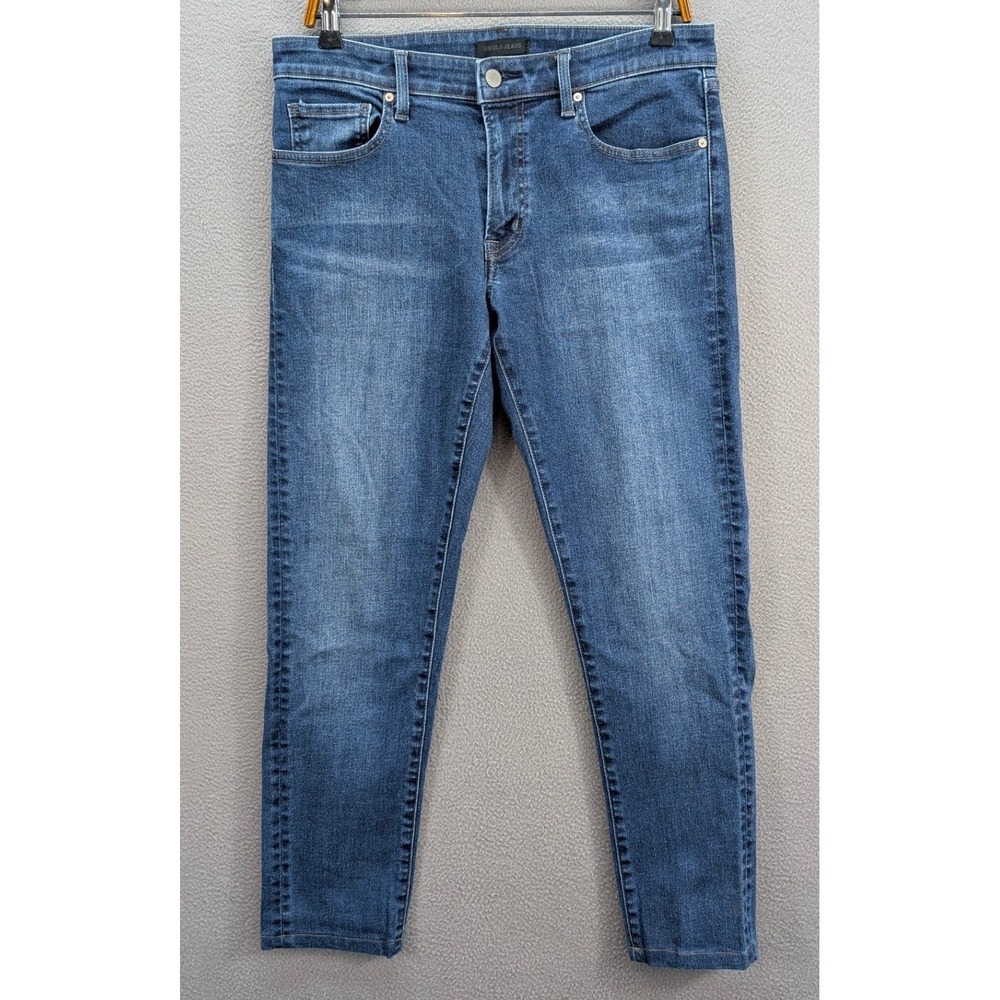 Uniqlo Selvedge Denim Jeans Men 31x34 Slim Fit‎ Midrise Medium Wash Blue Stretch
